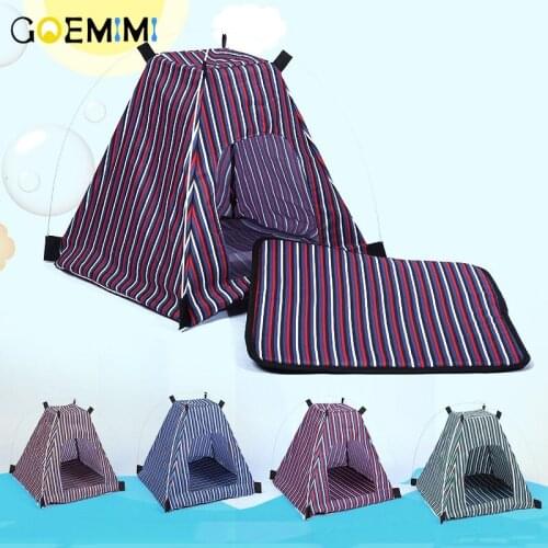 New Arrival Four Seasons Fabric Dog house Striped Puppy Bed for Small Dog High Quality Cute Cat House Pet Products