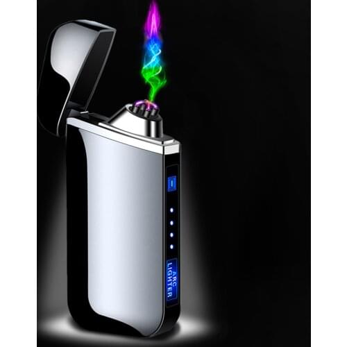 Portable USB Electric Lighter Windproof Dual Arc Lighter Electronic Gadgets Smoking Accessories Flameless Metal Gadgets for Men
