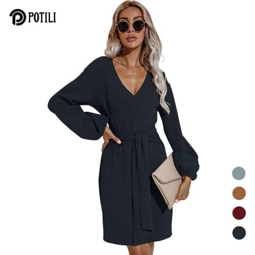 Модные трикотажные платья POTILI China At AliExpress