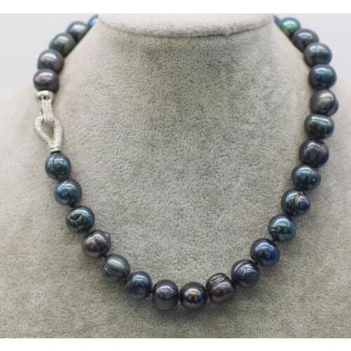 Freshwater pearl black 11-13mm near round 17inch wholesale nature beads FPPJ