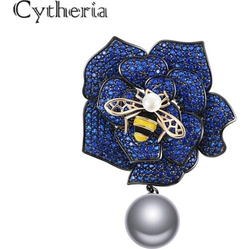Luxury elegant bee&flower shape brooches for women elegant pearl pins brooches dress party jewelry gifts