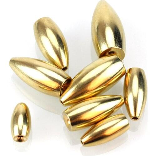 Fishing Tungsten Sinkers 3.5g-21g Bullet Shape Thread Gold Copper Brass Weight Tackle Sinking lure Accessories Set