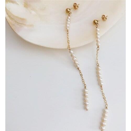 14K Gold Filled Natural Pearl Earrings Handmade Gold Jewelry Boho Oorbellen Brinco Vintage Women Jewelry Wedding jewelry