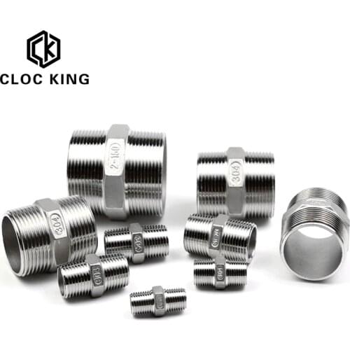 1/8" 1/4" 3/8" 1/2" 3/4" 1"1-1/2” BSP Male Thread SS304 Stainless Steel Hex Nipple Union Pipe Fitting Connector Coupler Adapter
