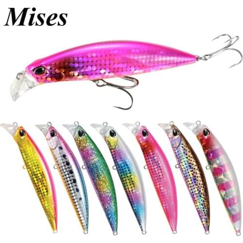 Mises 9.5cm 30g Eleven Colors Long Shot Sinking Bionic Minnow Lure 3D Eyes Artificial Hard Bait Fishing Lure Wobbler