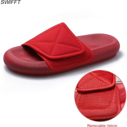 Womens Removable Velcro Sandals New 2021 Womens Summer flip-flops Man Platform Wear-resistant Slipper Female Non-slip Shoes