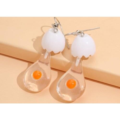 1 Pair Drop Earrings Bulb Shape Broken Egg Women All Match Lightweight Cute Hook Earrings for Daily Wear