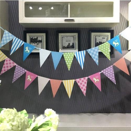 1set Flag Banner Garland DIY Horse Bunting Paper Birthday Banner for Home Event Party Wedding Decoration Party Supplies