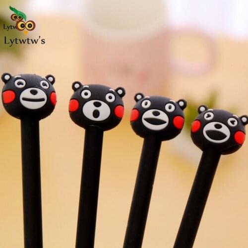1 pcs Lytwtws Korea Stationery Cute Kawaii Bear School Office Supply Gel Pen Handles Novel Creative sweet pretty lovely funny