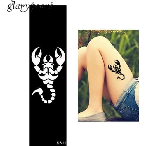 1 Piece Small Henna Tattoo Stencil Women Shoulder Leg Body Art Scorpion Design Health Tattoo Stencil Sexy Product Temporary S611