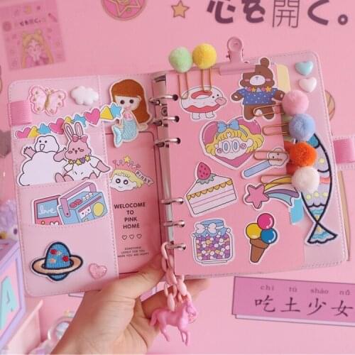 1pc Cute Creative cartoon DIY note book Sweety Girl travel diary plan notebook loose-leaf notebook A6