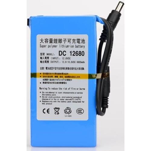 10pcs/lot DC 12680 12V 6800mah Rechargeable Lithium-ion Battery Pack Charging Power Bank For GPS Car Camera Camcorders Batteries
