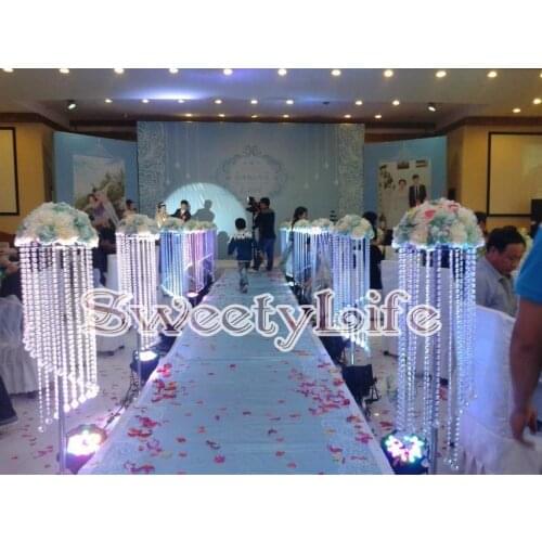 2017 crystal wedding Pillars aisle road leads wedding props