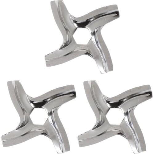 3PCS Stainless Steel Metal Meat Grinder Parts 4 Blade Hexagon Mincer Knife 517C