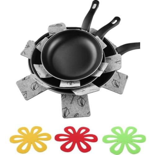 5Pcs Pot & Pan Protectors Cookware Protector Set Divider Pads To Prevent Scratching Heat Insulation Pan Pads Protector Tools