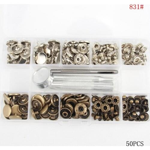 50 PCS Metal Four To One Buttons Tool Set Pure Copper Snap Button Denim Jacket Down Metal Buttons Home Sets