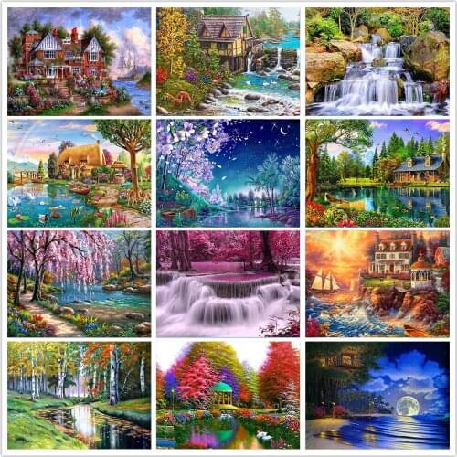 5D DIY Diamond Painting Round Diamond Landscape Daquan Embroidery Cross Stitch Rhinestone Mosaic Home Decoration