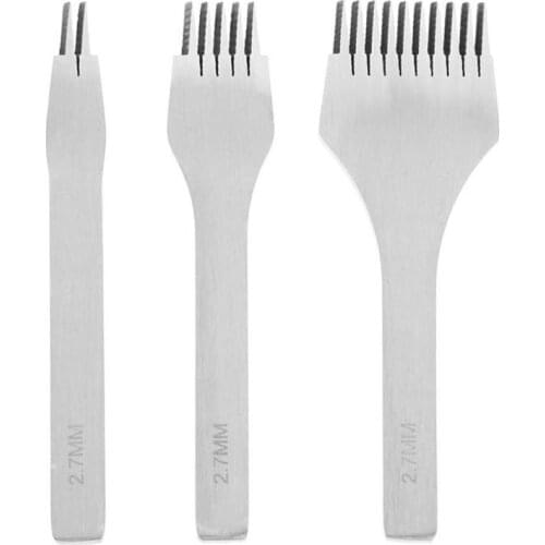 White Steel Flat Chisel Leather Craft Tools Hole Punch Kit Diy Tool 2 Prong/5 Prong/10 Prong