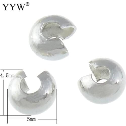 Free Shipping Wholesale 200PCS Crimp Beads 5mm Gold,Silver Plated Conceal Crimp Knot cover Beads Tube End Crimp Bead Cover