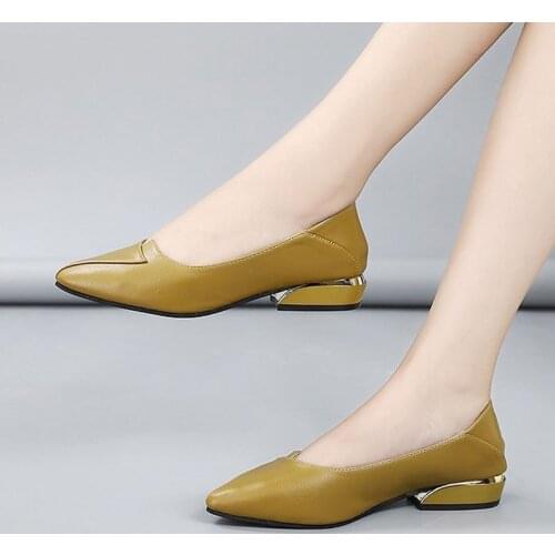 Spring Autumn Women Flats Low Heels Dress Shoes Pointed Toe Boat Shoes Female comfortable Shoe Red Black zapatos mujer 8164L