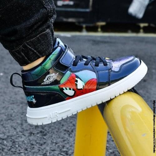 Disney Shoes for Kids Sports Shoes Autumn Boys Sneakers Student Flat Fashion Children SpiderMan Basketball Shoes Boy Basket