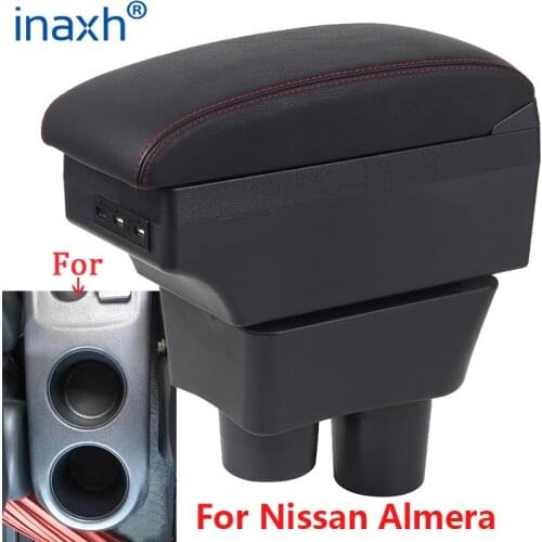 For Nissan Almera Armrest For Nissan Almera Versa Car Armrest Box Storage Box ashtray decoration Refit accessories