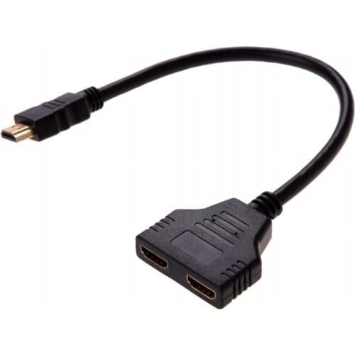 Dual HDMI male to HDMI female adapter cable connection 30 cm black