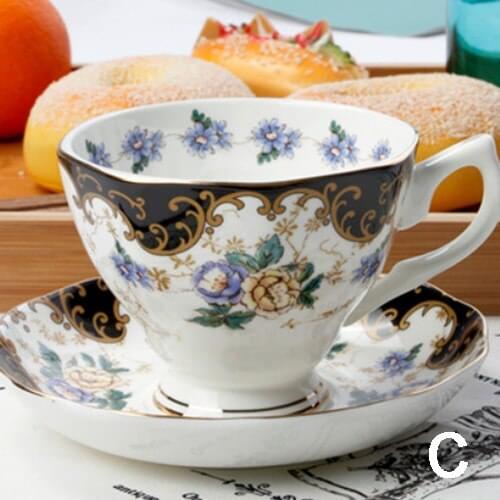 Top Grade Porcelain coffee cup and saucer bone china coffee set mosaic design outline in gold tea cup and saucer set saucer set