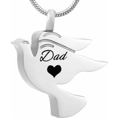 IJD8712 Stainless Steel Peace Dove Cremation Ashes Pendant for Loved One,Mutil-Colored Animal Bird Keepsake Jewelry Urns