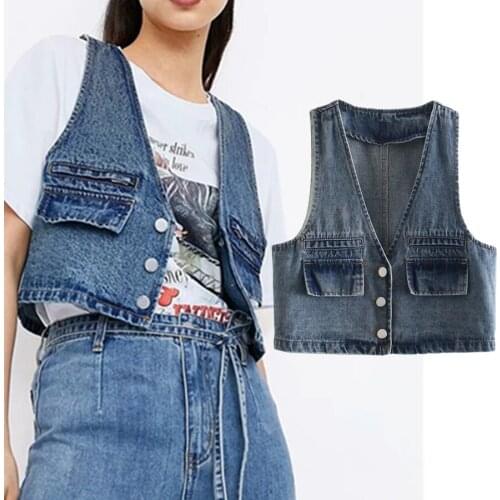 Женские джинсовые жилеты JennyandDave China At AliExpress