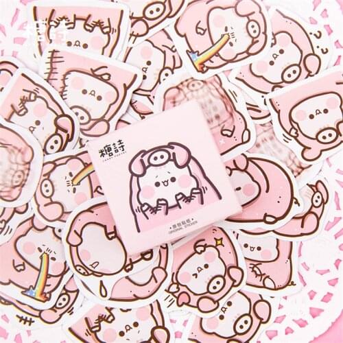 Kawaii Pink Pig Sticker Handmade Diary Stickers Decoration Scrapbooking Flakes Adhesive Sticker Journal Memo Seal Stickers