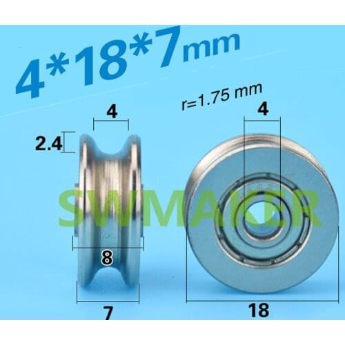 4*18*7 steel wire wheel, bearing steel, metal groove, pulley, 4mm inner diameter, U concave wheel, rust prevention, lifting, sli