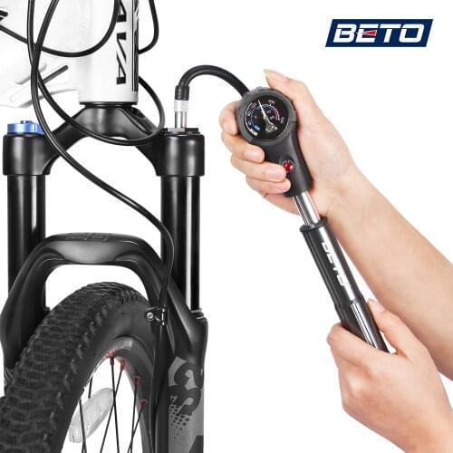 BETO Combo Bicycle Pumps for Tire Shock Fork Hose High Pressure Gauge MTB Road Cycling Air Inflator Hand Bicycle Pump