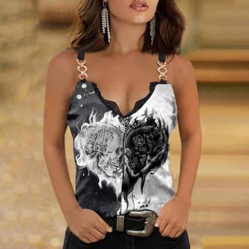 2021 Ladies Fashion Tank Top Summer Lace Chain Strap Woman Camis Sleeveless V-Neck Rose Flower Printed Sling Casual Female Vest