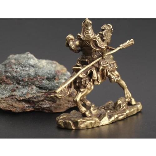Copper Wealth Guan Gong Statue Home Table Desks Ornaments Decor Chinese Style