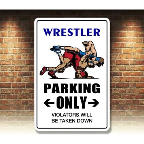 Metal Sign Wrestler Parking Only 8 x 12 Aluminum