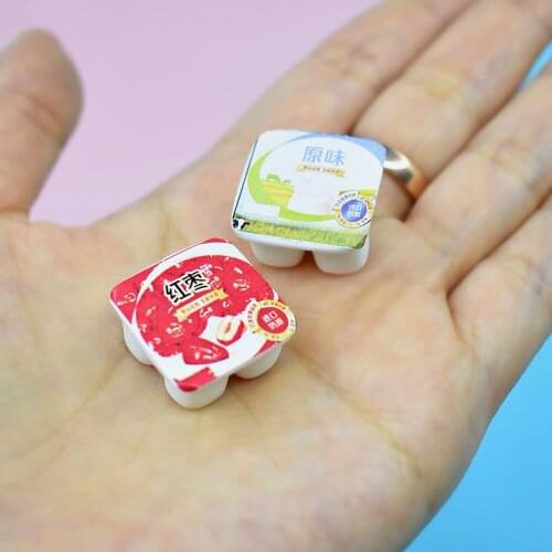 10Pcs Simulation 3D Miniature Yogurt Resin Cabochon Flatback Fit Phone Decoration DIY Scrapbooking Dollhouse Play Accessories