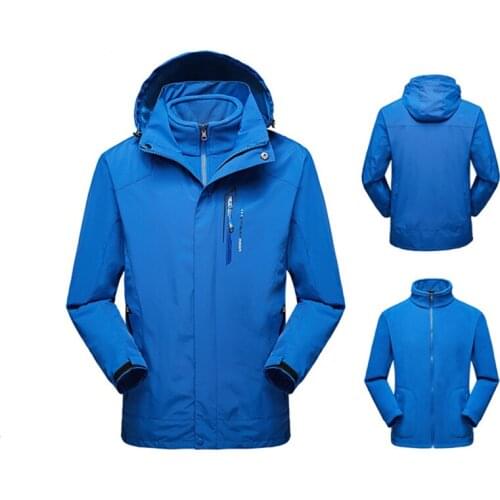 Thick Warm Mens Winter Camping Jacket Royaal Blue Windproof Waterproof Hiking Coat Removable Fleece Inner L XL XXL 3X 4X 5X New