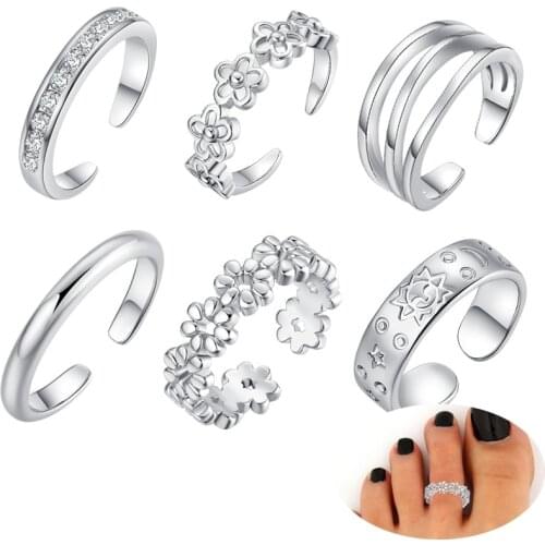 Love & Annie 6pcs Knuckle Foot Ring Set Open Toe Rings for Women Adjustable Finger Ring Jewelery Girls Gifts