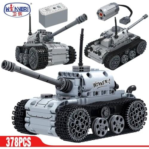 ERBO Military Electric Motor Tank Set Bricks Technical Army Track Tank Model Building Blocks Education Toys For Children Boys