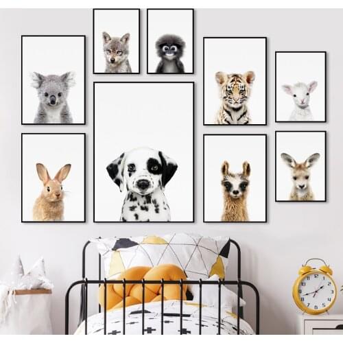 Wall Art Canvas Painting Nursery Cat Dalmatian Koala Rabbit Sheep Nordic Posters And Prints Wall Pictures For Kids Room Decor