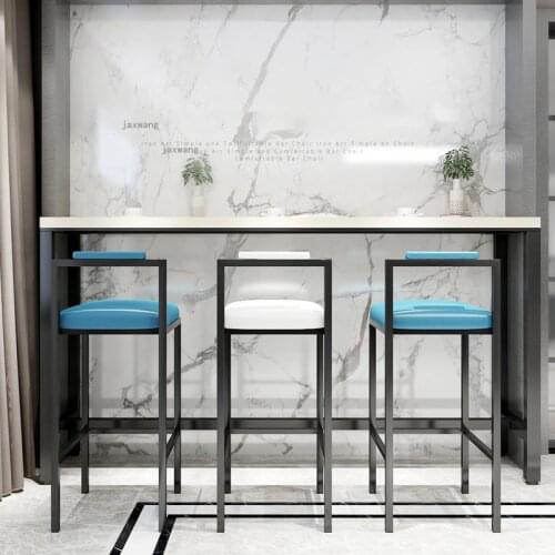 Nordic Living Room Restaurant Bar Stools Modern Minimalist Home Furniture High Bar Chairs Wrought Iron Cafe Backrest Bar Chair