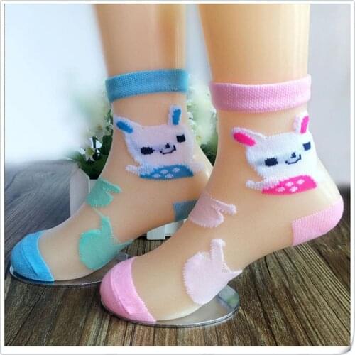 6 Pairs/Lot Girls Socks for Children Summer Kids Mesh Style Baby Girl Cartoon Rabbit Socks With Elastic Girl Socks Wholesale