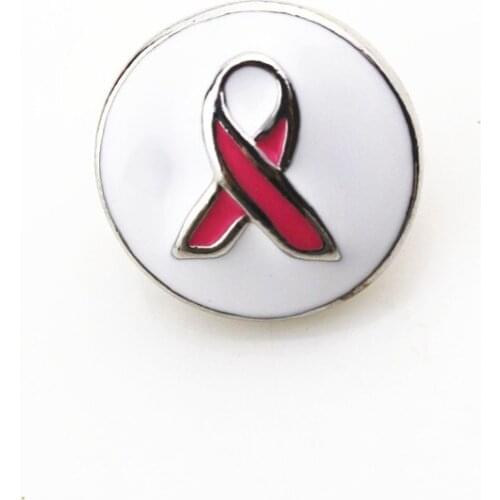 New Arrive 10pcs/lot Pink Ribbon Cancer Awareness Snap Buttons Charms Jewelry Ginger Snaps fit 18mm snap Jewelry