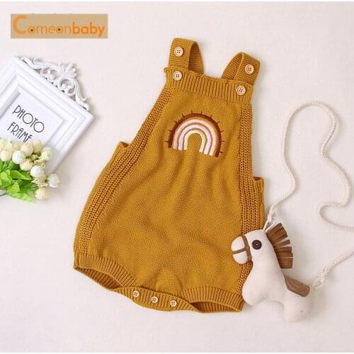 Autumn Winter Infant Clothing Sleeveless Baby Rompers Baby Girls Jumpsuit Newborn Rainbow Romper Cute One Piece Suit Outdoor