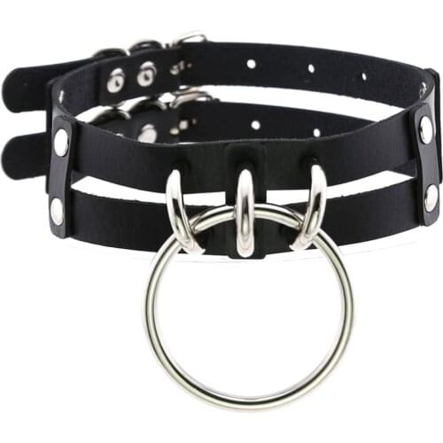 DIEZI Harajuku Round Choker Necklaces Silver Color Metal Goth Choker Collar Necklace For Men Women Party Harness Anime Jewelry