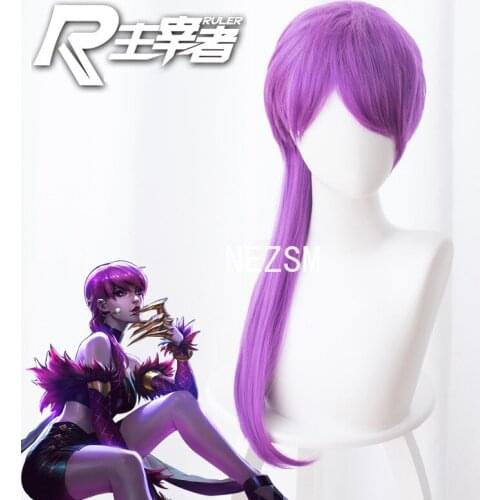 LOL Game Cosplay Wig KDA POP/STAR Evelynn Cosplay Wigs Women Long Straight Purple Wig LOL KDA Evelynn KPOP SKIN Hair