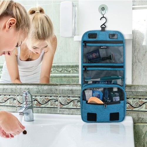 Hanging Travel Toiletry Storage Bag Organizer Cosmetic Bag Portable Make-up Bag with Hook&Pockets Waterproof Multifunctional
