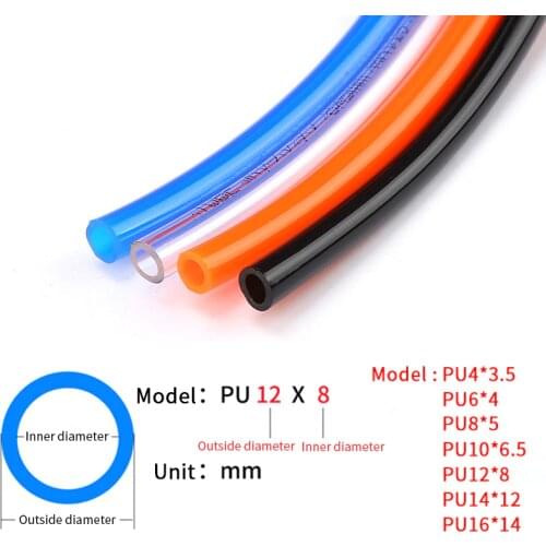 1m/lots PU High pressure Pneumatic Component OD Air Line Polyurethane Hose for Compressor one meter