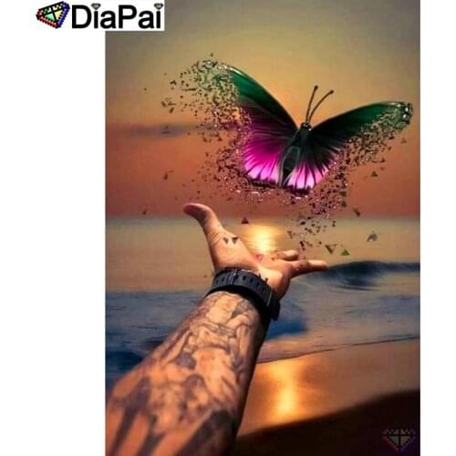 DIAPAI 100% Full Square/Round Drill 5D DIY Diamond Painting "Hand butterfly" Diamond Embroidery Cross Stitch 3D Decor A19088